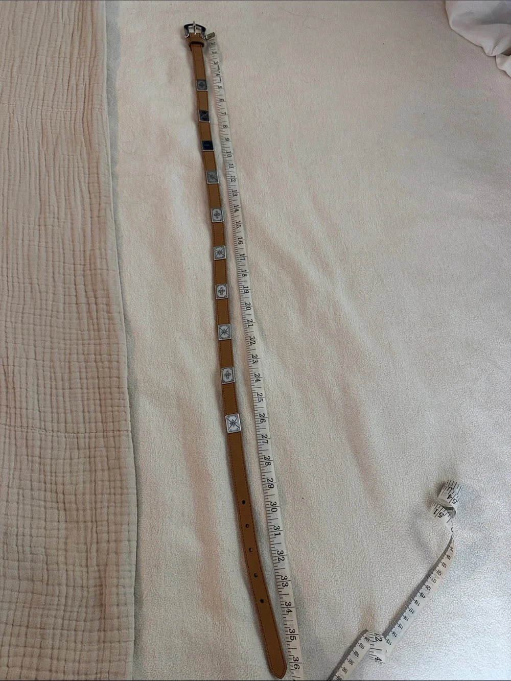 Brighton Tan Leather Belt with Silver Engraved Buckle and Conchos